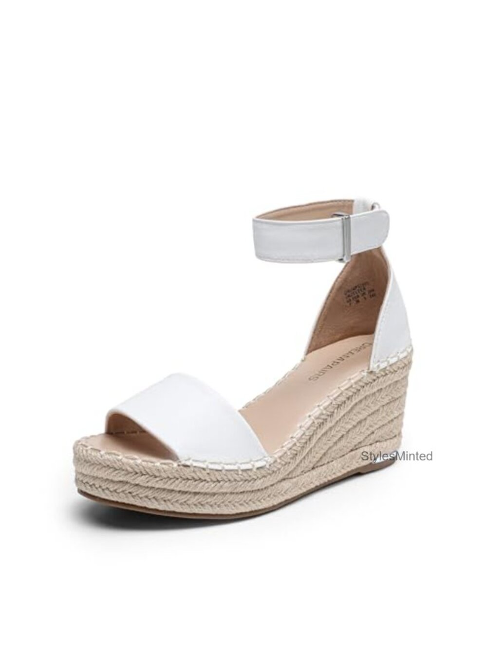 Women's Espadrille Wedge Platform Sandals Faux Leather Ankle Strap 3in Heel